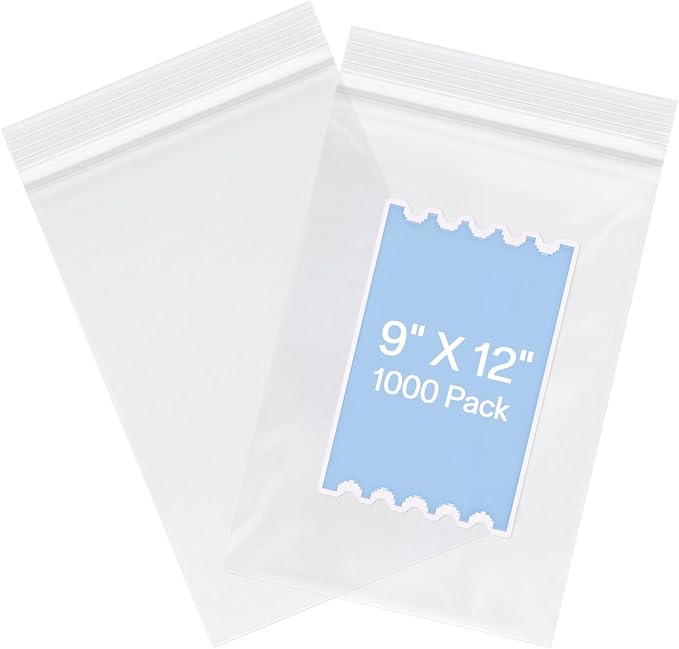 joybest 9 X 12 Inch (1000 Pcs) Clear Plastic Bags, Reclosable Zipper Poly Bags with Resealable Zip Top Lock for Clothing, T-Shirt, Letter Sized Document Storage