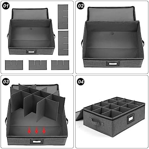 Mug Storage Box with Dividers, China Cup Storage Containers For Tea Cups