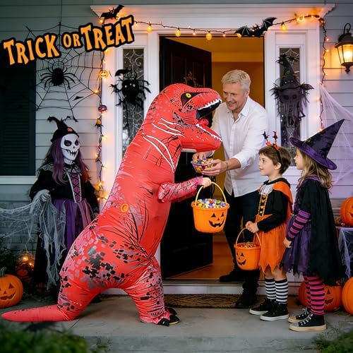 Funny Inflatable Dinosaur Costume for Adult and Kids,Blow Up Dinosaur Costume for Halloween Cosplay Party