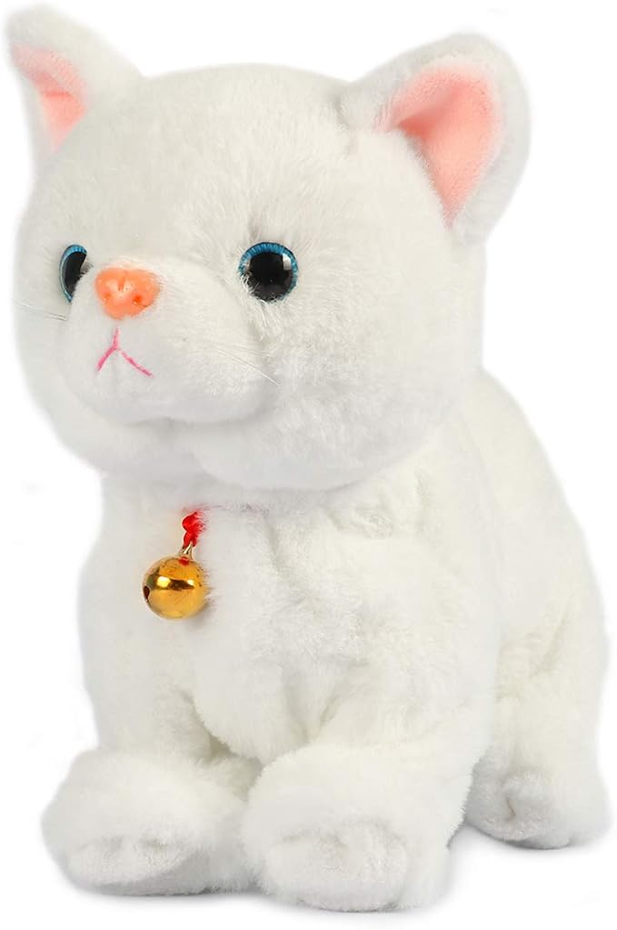 Smalody Interactive Plush Toys, Novelty Sound Control Electronic Cat Electronic Pets Robot Cat Gift for Children (White)