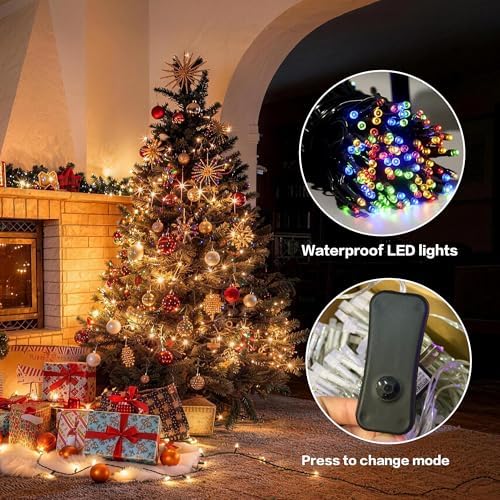 Christmas Tree Lights, 448 LED RGB Color Changing Waterfall Tree Topper Lights, 9.18 ft x 16 Lines, App & Remote Control, Music Sync Timer, 29V Plug-in Lights for Indoor Outdoor Christmas Decor