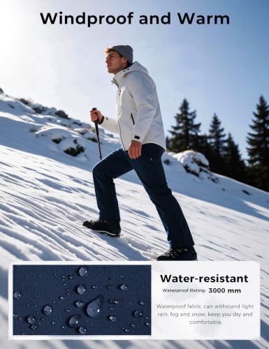 wantdo Men's Fleece Lined Pants Insulated Softshell Ski Snow Hiking Pant
