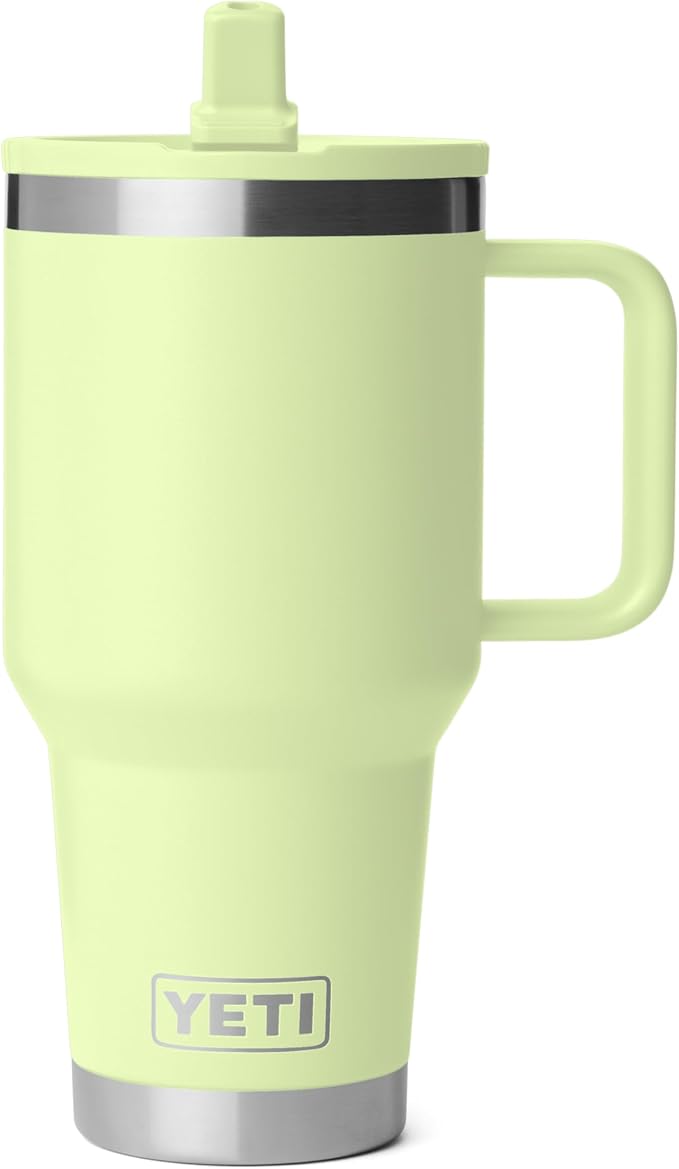 YETI Rambler 30 oz Travel Mug with Flip Straw Lid – Stainless Steel, Vacuum Insulated, Leakproof, Cup Holder Friendly, Grasshopper
