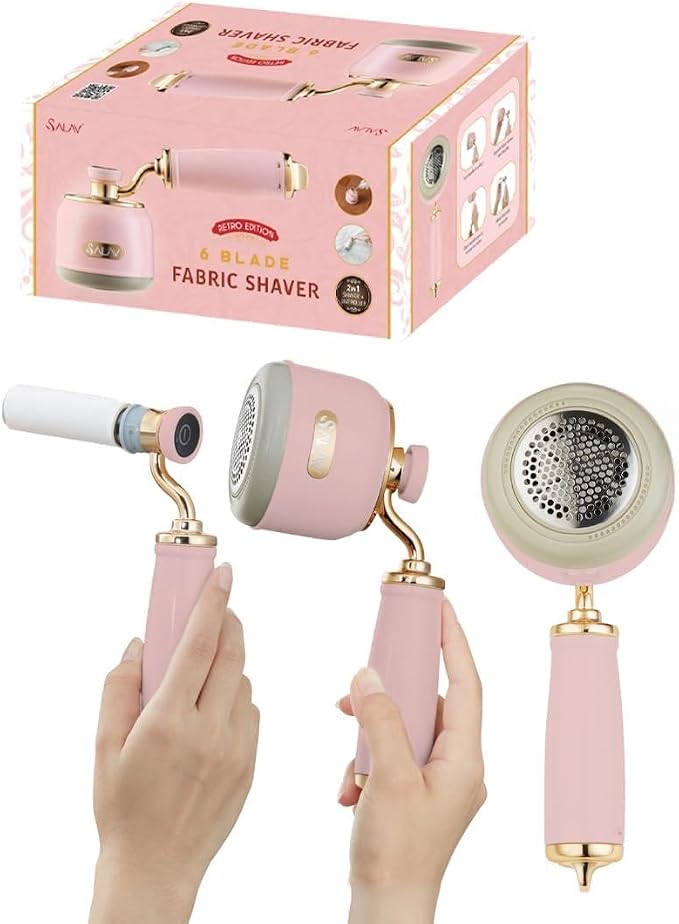 SALAV Retro Edition Rechargeable Fabric Shaver & Lint Roller, Rose