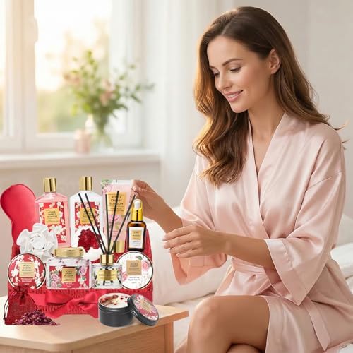Spa Gifts for Women, Skin Care Gift Set - Rose Spa Gift Baskets for Women
