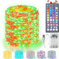 Lovelite Fairy Lights Battery Operated USB Plug in, 34 Colors Changing 33ft 100LED Patriotic String Lights with Remote, Waterproof Twinkle Lights for Bedroom Indoor Outdoor 4th of July Party Decor
