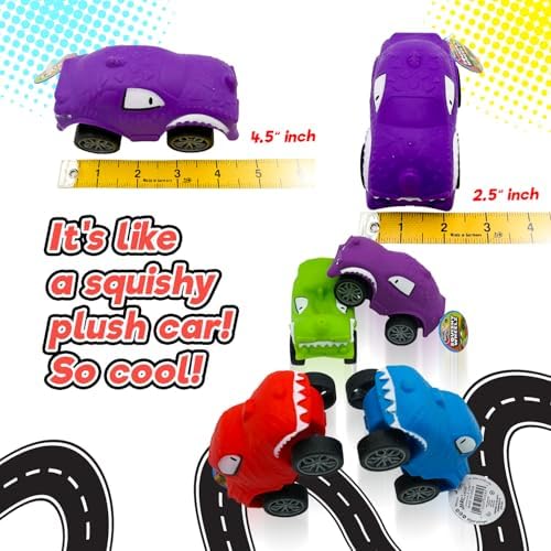 JA-RU Squishy Wheelz Car Toy (4 Units) Twist, Stretch & Added Wheels 4545-4