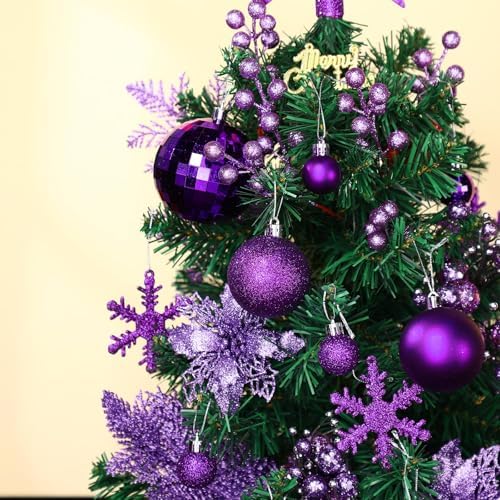 Sratte 94 Pcs Christmas Tree Ornaments Decoration Set, Purple