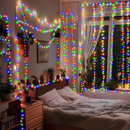 SAUIRS 600FT 1500 LED Christmas Lights Outdoor String Lights with 8 Modes Timer Waterproof Fairy Light Plug in for Outside Indoor Party Xmas Palm Tree Yard Wedding Decorations(Multicolor)