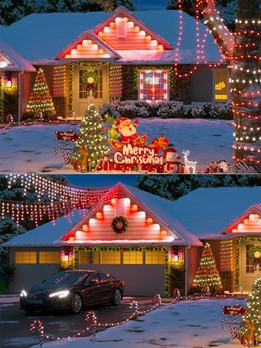 Solar Christmas Lights Outdoor 4 Pack 152FT 400 LED String Lights Red White