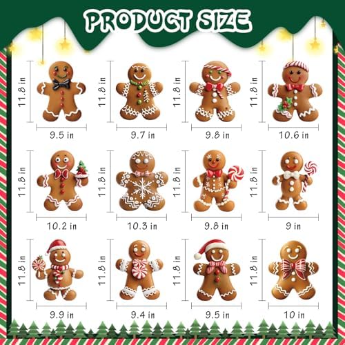 12 Pcs Christmas Gingerbread Man Yard Signs with Stakes - Xmas Gingerbread Yard Stakes Lawn Signs for Christmas Holiday Pathway Garden Patio Party Favors