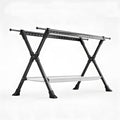 Telescopic Folding Floor Clothes Drying Rack, Thickened Steel Pipe, Household Balcony & Outdoor Clothes Hanging Rod with Drying Net (Large)