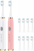 2 Pack Electric Toothbrush for Adults (White & Pink)