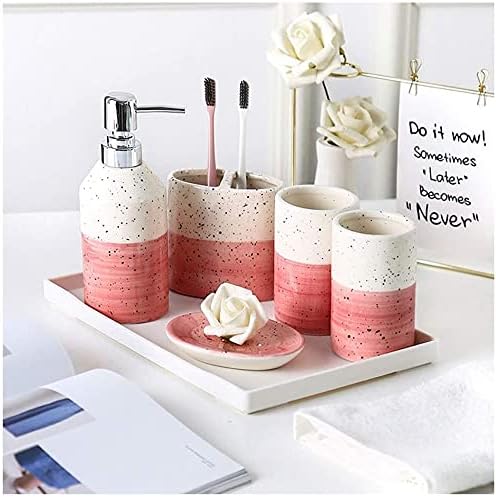 Soap Dispenser - Bathroom Countertop Pump Bottles, Ceramic 6-Piece Set Toilet Bathroom Supplies Toothbrush Cup Hand Sanitizer Bottle Toothbrush Cup Toothbrush Holder Soap Box