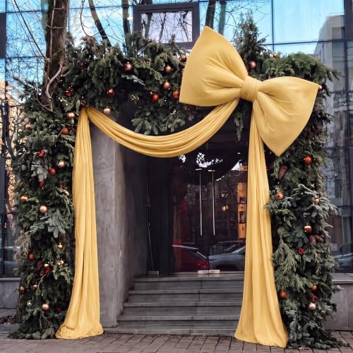 118 x 47 Extra Large Christmas Gold Velvet Bow Outdoor