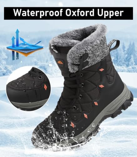 ziitop Men's Winter Snow Boots Waterproof Warm Fur Lined Insulated Boots
