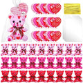 Poen 18 Pack Valentines Day Bears Bulk with Heart Cards Mini Valentine Stuffed Animal with Heart Pattern Bears Toys Keychains for Kids Boy Girl Classroom Prize Goodie Bag Stuffers Party Favor