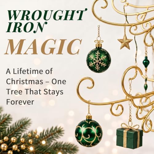 Karl Home 6 ft Wrought Iron Bow-Top Ornament Display Tree, Yellow