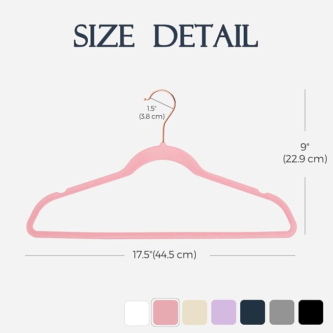 HOUSE DAY Pink Velvet Hangers 120 Pack, Premium Clothes Hangers Non-Slip Felt Hangers, Sturdy Black Hangers Heavy Duty Coat Hangers, Durable Suit Hangers, Space Saving No Hanger Mark Rotating Hook