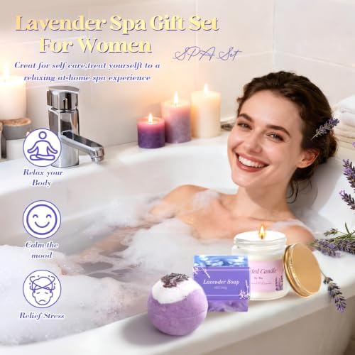 Birthday Gifts for Women Lavender,Self Care Gift,Spa Gift Baskets for Women