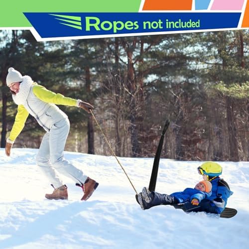 Goplus Ski Scooter Fold-up Snowboard, Snow Scooter W/Grip Handle, Sliding Snow Sled for Snow, Dune, Grass, Portable Kick Scooter Sled for Kids Toddlers Teenagers, Winter Toys