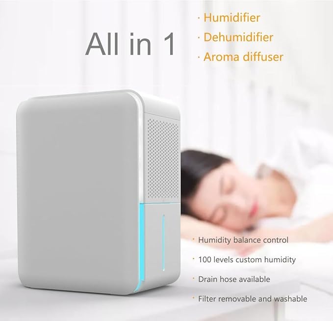 4 in1 Dehumidifier Humidifier Air Purifier with Aroma Diffuser Combo | Quiet Operation≤25db Automatic Humidity Control Replaceable Filter Combined Humidifying and Dehumidifying For Home Bedroom
