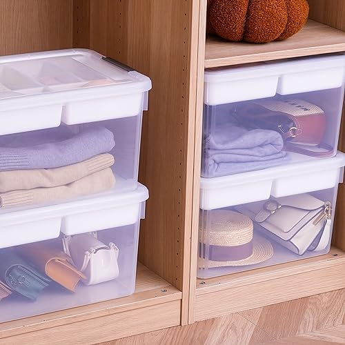 Citylife 32QT 4Packs Clear Craft Organizers and Storage Box with Tray