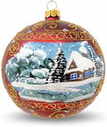 Polish Hand Blown Glass Christmas Ornaments Ball, Countryside Burgundy 5 in