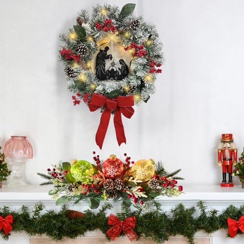 Svndlyn Lighted Christmas Centerpiece with 3 Snowflake Ball Ornaments