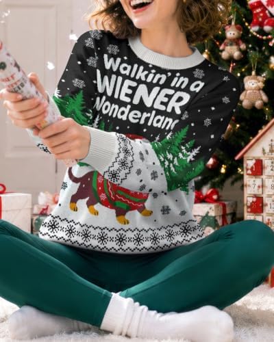 34HD Ugly Xmas Sweater–Funny Knit Christmas Sweater for Women & Men 2025, Long Sleeve Crewneck Holiday Pullover, Unisex Gift