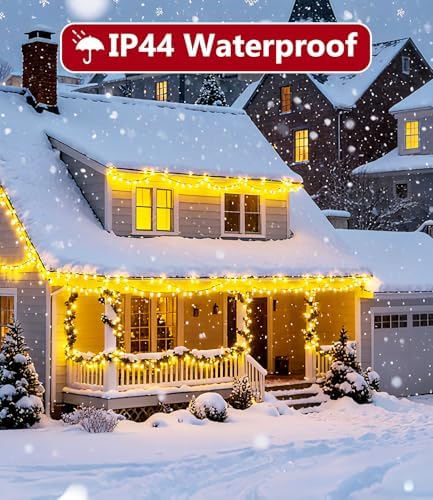 164FT 1000LED Warm White Christmas Lights Outdoor with 8 Modes, IP44 Waterproof Plug in Christmas Tree Light Fairy String Lights for Christmas, Patio, Garden, Indoor Outdoor Decor