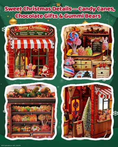 OZJAY Christmas Miniature House Kit for Adults, Mini House Kit with LED