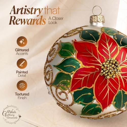 Hand Blown Glass Ball Christmas Ornament, 5 in, Wintry Silver