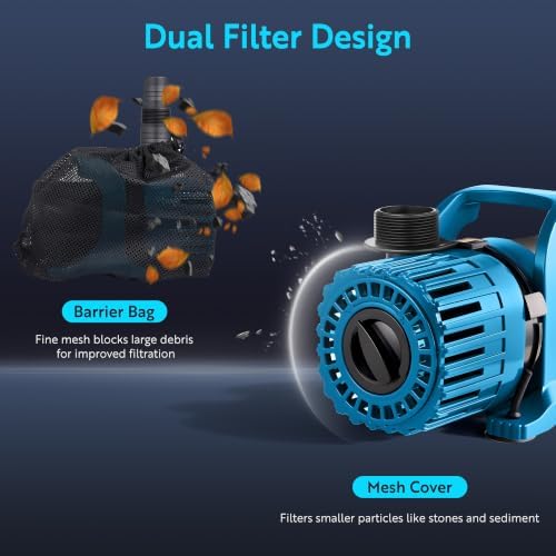 TONGCHANT 310W Pond Pump for Outdoor Ponds, 1200-5300 GPH Adjustable Flow