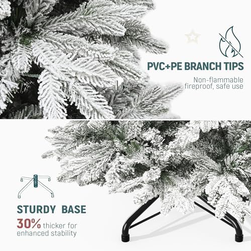 YITAHOME 6ft Prelit Canaan Fir Snow Flocked Christmas Tree with Remote