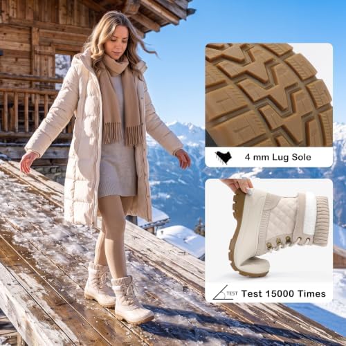 Womens Duck Boots Waterproof Winter Snow Mid-Calf Booties for Cold Weather
