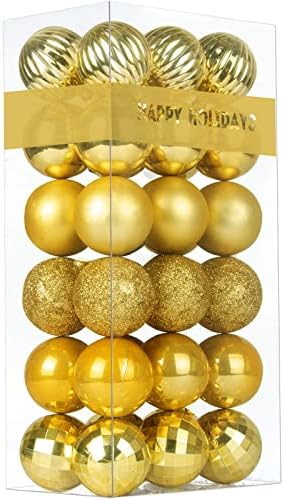 Gold 2.5" Christmas Balls Christmas Tree Decoration Ornaments Shatterproof Hanging Balls for Birthday Halloween Holiday Wedding Decorations Set of 36pcs