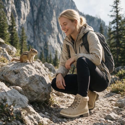 COTTIMO Womens Snow Hiking Winter Boots Casual Fur Lined Fashion Boots