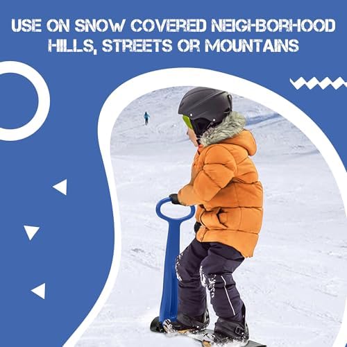 Geospace Winter Fun Ski Skate, Foldable Snow Scooter, Ski Skooter, Snow Sled, and Kids Snowboard with LED Light – Multi-Purpose Portable Sandboard, Snow Skate, and Kids/Teenager Sled for All Ages