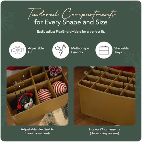 Covermates Adjustable Ornament Storage Box, 19.25" W x 13" D x 12.5" H