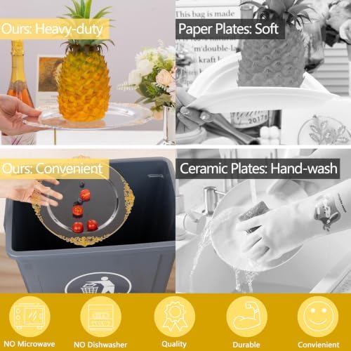 Hioasis 350 Pcs Clear Gold Plates for Party
