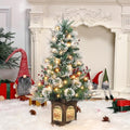 3ft Prelit Snow Flocked Christmas Tree with Light Up Gingerman Box Base