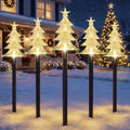 TOWPONICS Solar Christmas Tree Pathway Lights Outdoor Decorations, 5 PCS