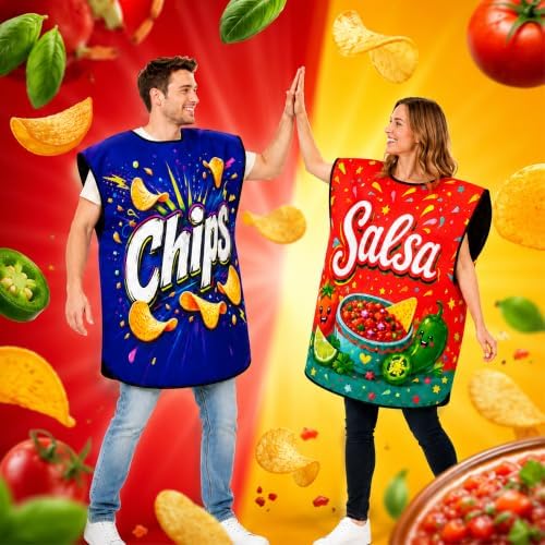 2 Pcs Chips and Salsa Costumes, Funny Halloween Couple Outfits for Adult