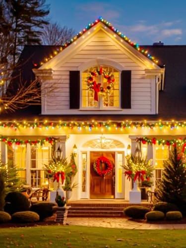 Solar Christmas Lights Outdoor 6 Pack 228FT 600LED String Lights Warm White