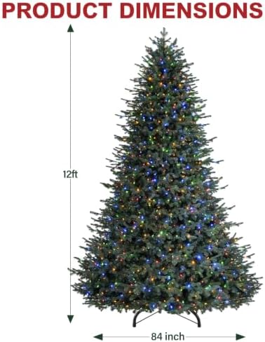 Hykolity 12 ft Prelit Premium Christmas Tree with 2,150 Multicolor LEDs