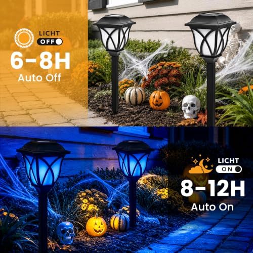 GIGALUMI Solar Halloween Lights Outdoor Decor, Solar Pathway Lights 8 Pack