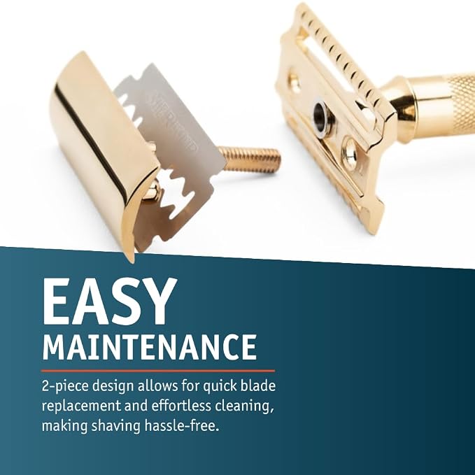 Merkur Classic 2-Piece Double Edge Safety Razor Gold Plated, 1 Count