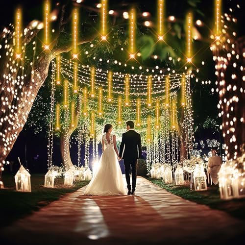 Warm White Icicle Lights Outdoor for Christmas New Year Party Yard Decor