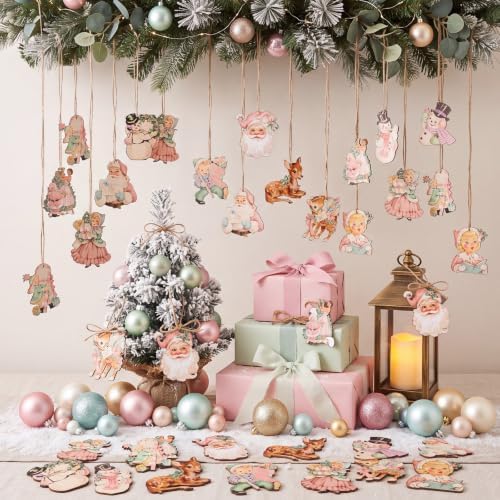 Huwena 36 Pcs Vintage Christmas Tree Ornaments, Classic, Pastel